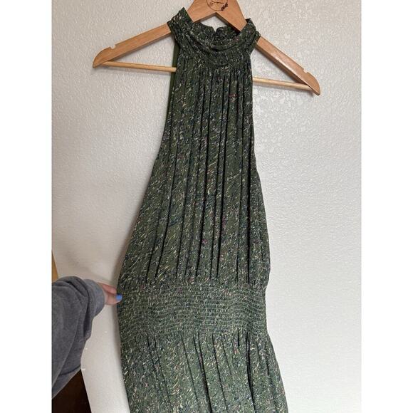 Ramy Brook Belle Halter Neck Dress XL Green Printed Chiffon - Picture 4 of 7